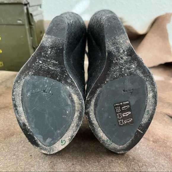 Giuseppe Zanotti Glitter Suede Platform Wedge Ankle Strap High Heels Pumps - Picture 8 of 11